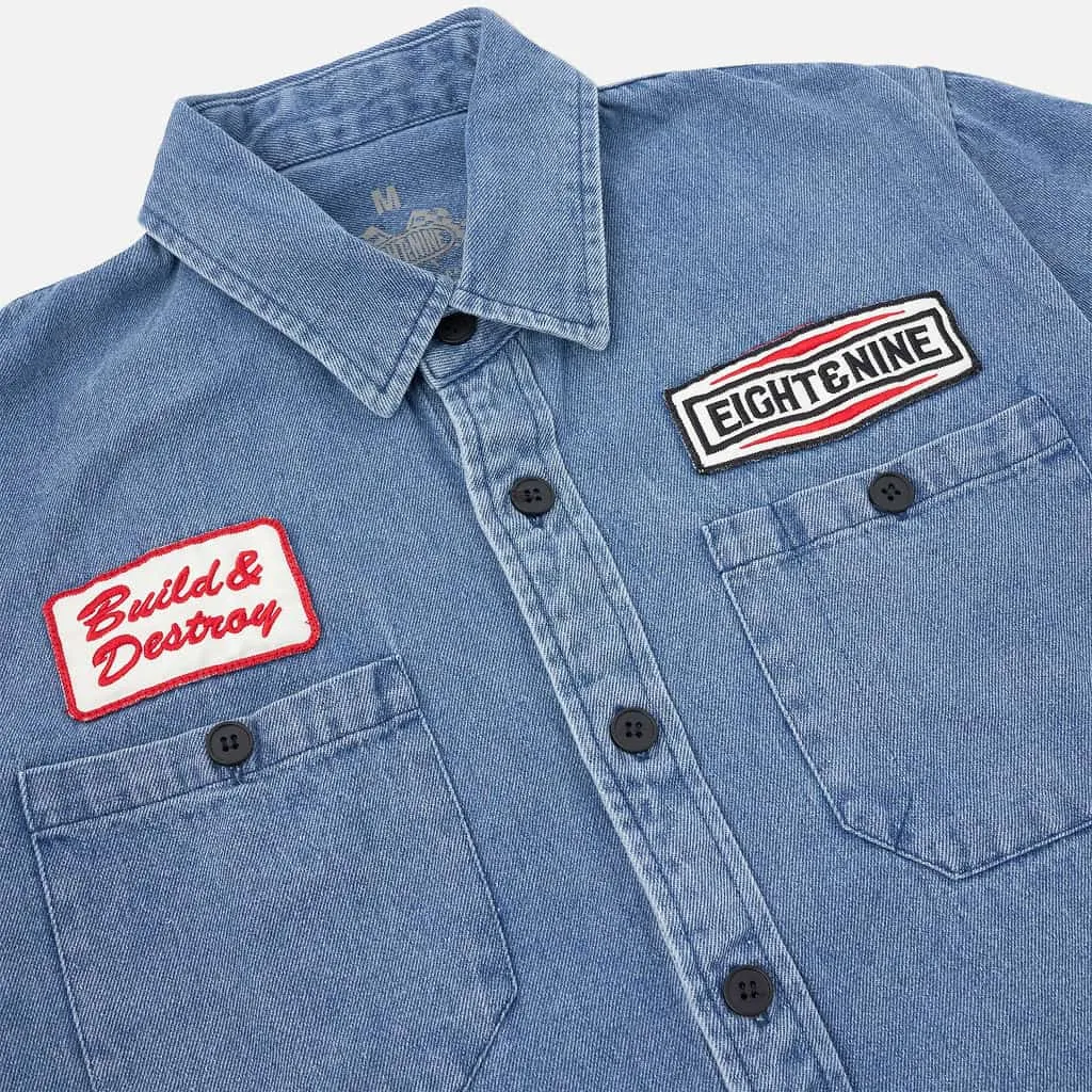Patched Out Mechanic Shirt Mid Washed