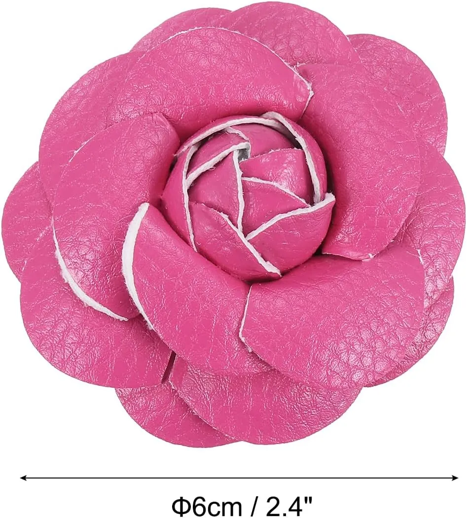 PATIKIL Flower Hair Clips, Camellia Hairpin Floral Brooches Pin Handmade Leather Flower Brooch for Lady Bridal Women Hat Dress