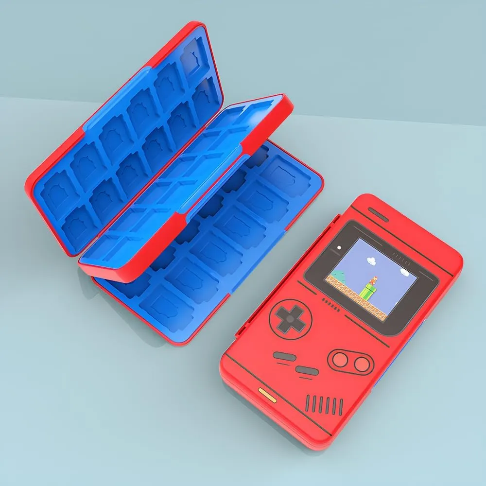 PERFECTSIGHT 48 Switch Game Holder for Nintendo Switch OLED, Lite - Cute Compact Storage Case for Game Cards and SD Cards, Kawaii Red