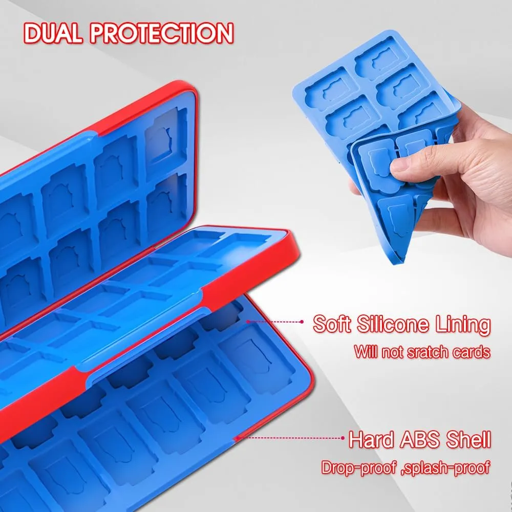 PERFECTSIGHT 48 Switch Game Holder for Nintendo Switch OLED, Lite - Cute Compact Storage Case for Game Cards and SD Cards, Kawaii Red