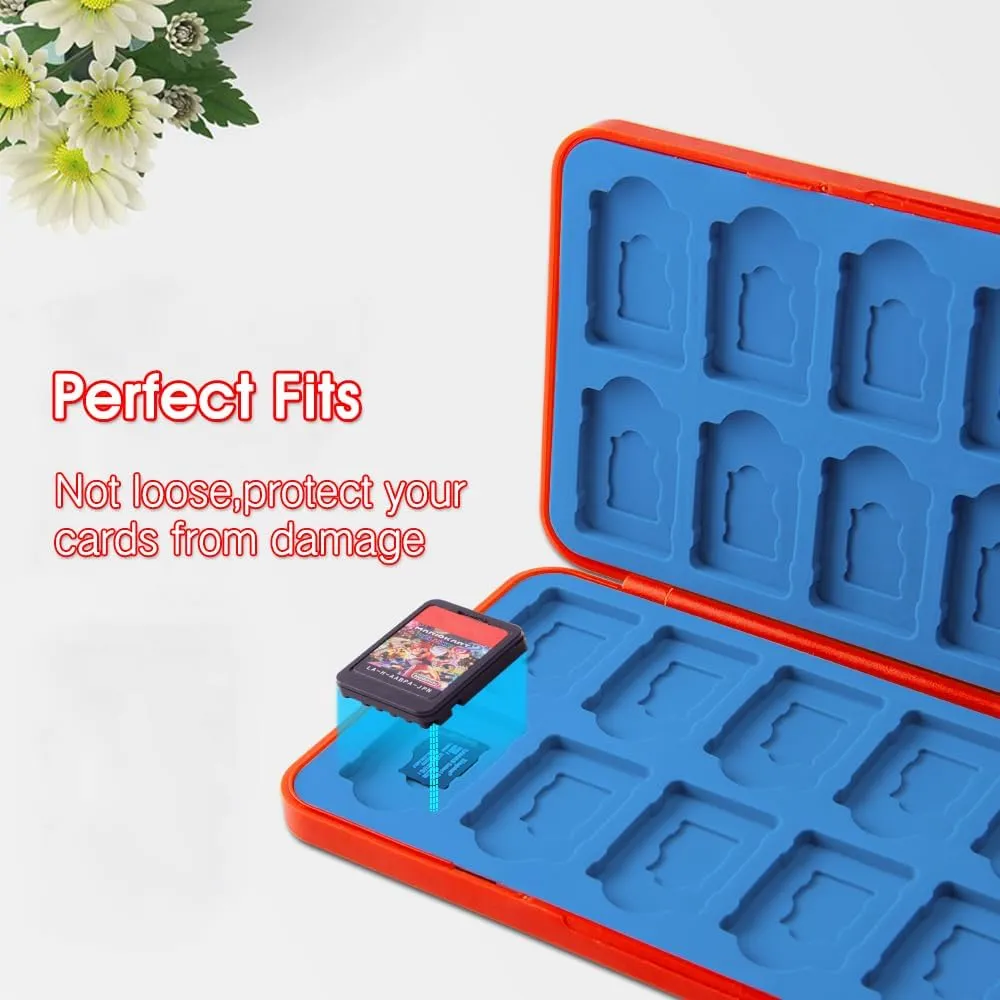 PERFECTSIGHT 48 Switch Game Holder for Nintendo Switch OLED, Lite - Cute Compact Storage Case for Game Cards and SD Cards, Kawaii Red