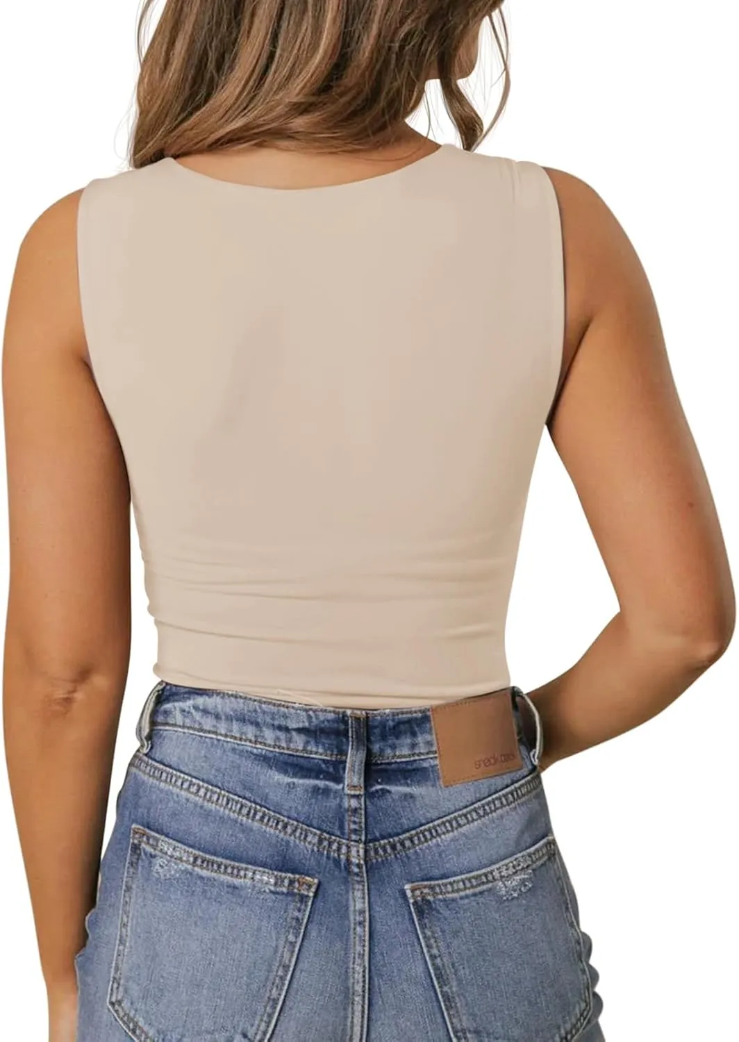 PINKMSTYLE Women's Basic Double Lined V Neck Tank Tops Sleeveless Shirts Slimming Summer Tops