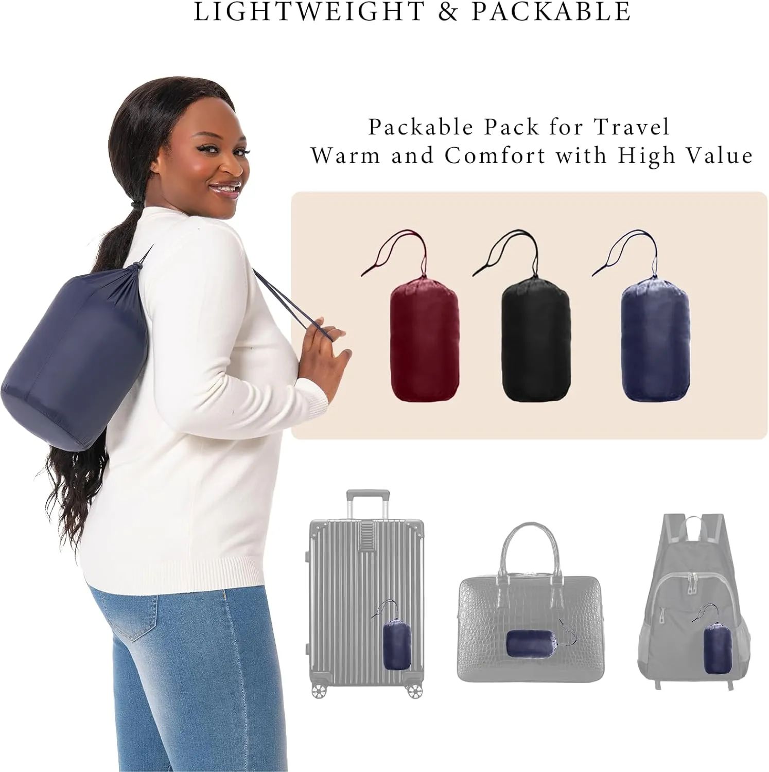 Plus Size Women's Packable Puffer Jacket 1X-6X Water-Resistant Lightweight Winter Coat(Exclusively for Plus Size)