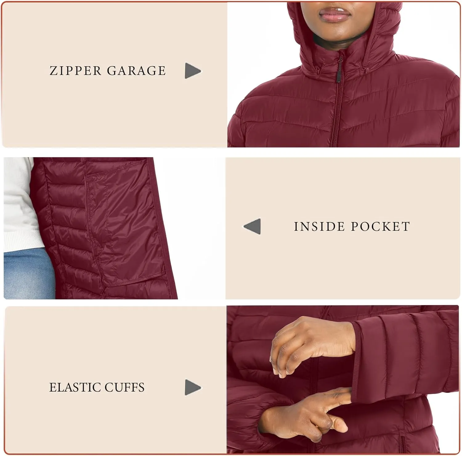 Plus Size Women's Packable Puffer Jacket 1X-6X Water-Resistant Lightweight Winter Coat(Exclusively for Plus Size)
