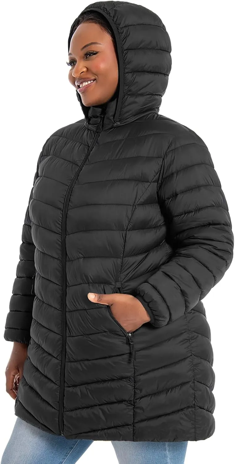 Plus Size Women's Packable Puffer Jacket 1X-6X Water-Resistant Lightweight Winter Coat(Exclusively for Plus Size)