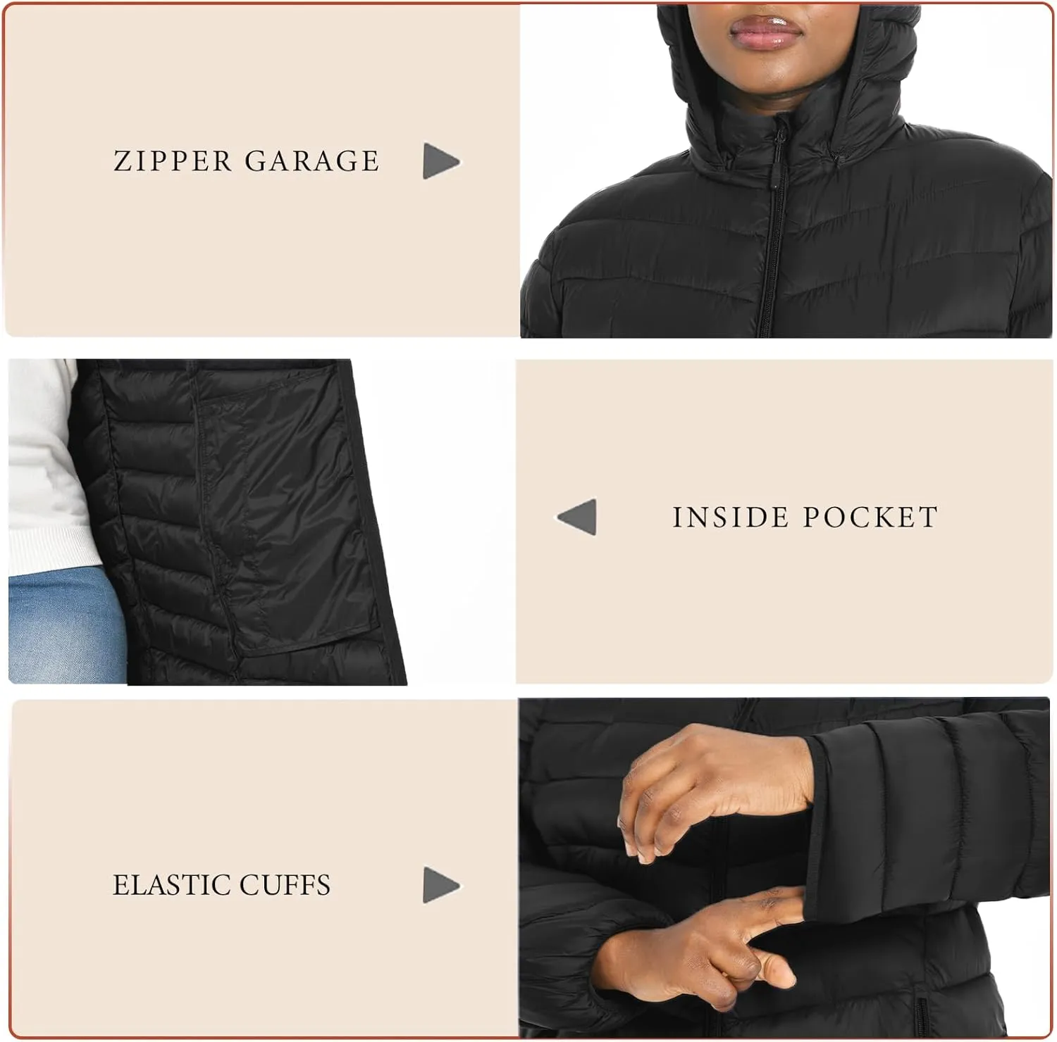 Plus Size Women's Packable Puffer Jacket 1X-6X Water-Resistant Lightweight Winter Coat(Exclusively for Plus Size)