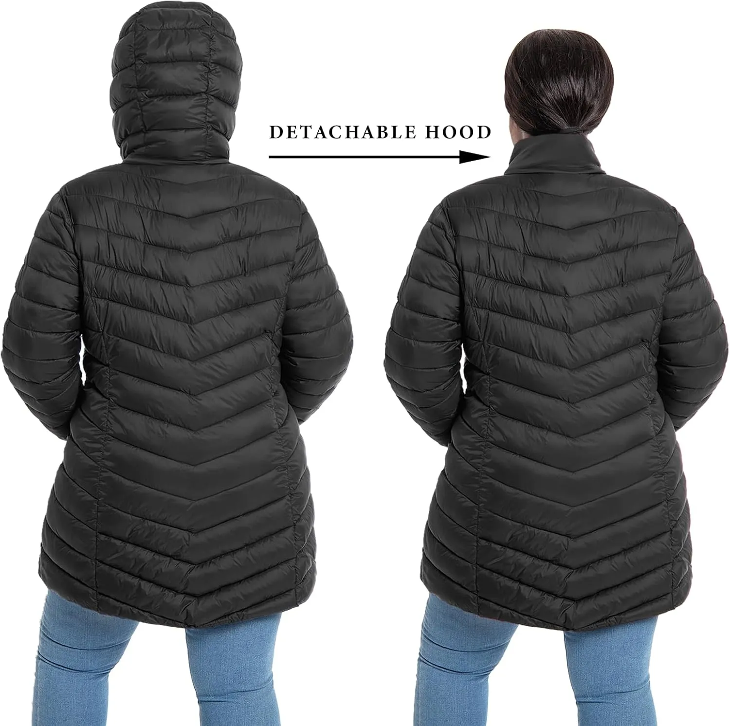 Plus Size Women's Packable Puffer Jacket 1X-6X Water-Resistant Lightweight Winter Coat(Exclusively for Plus Size)