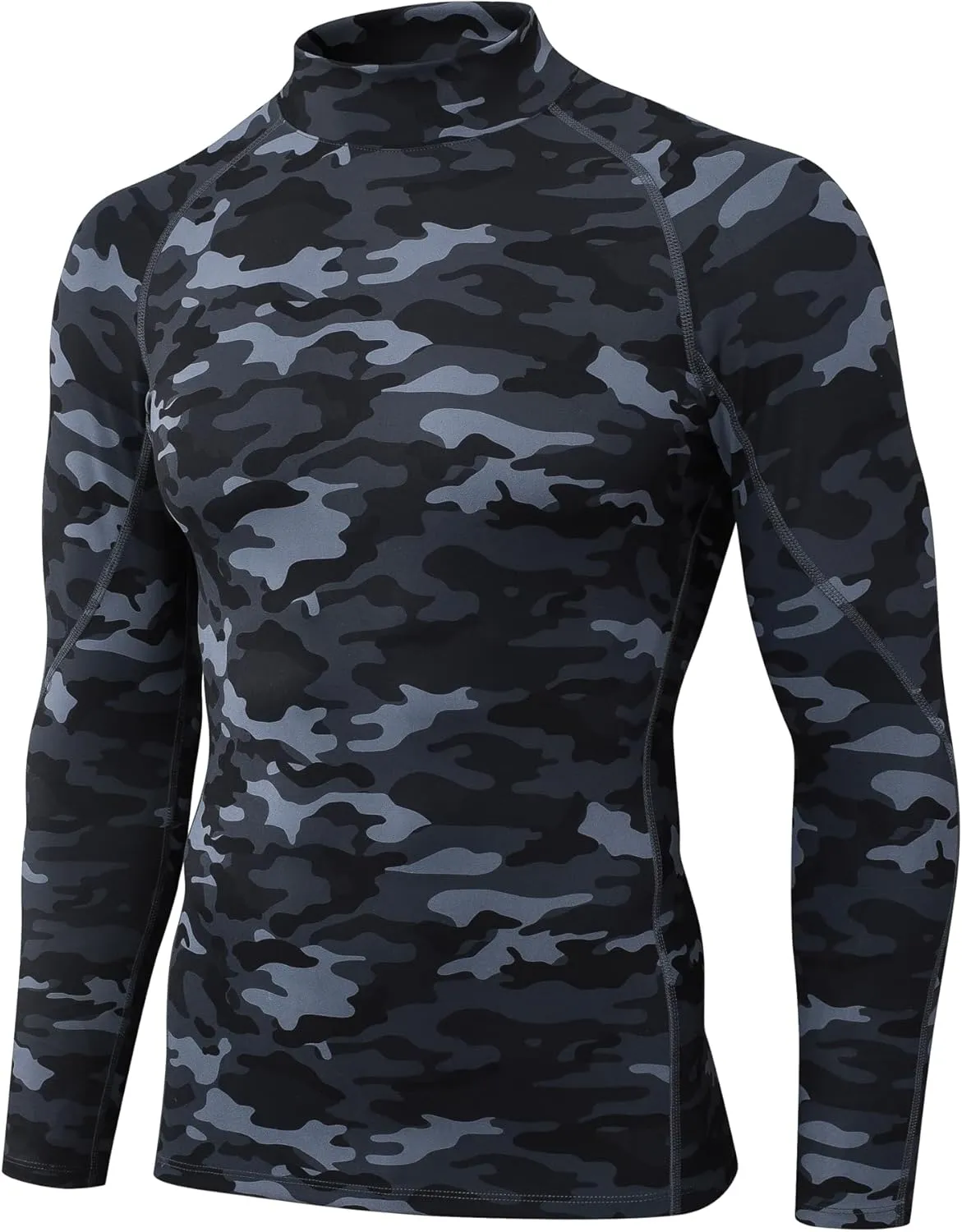 Queerier Men's Turtleneck Compression Shirts Long Sleeve Mock Thermal Base Layer Top Athletic Cool Dry Sports Undershirts