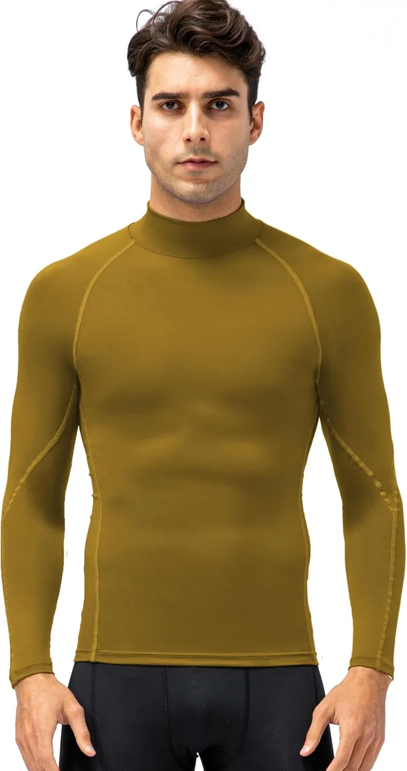 Queerier Men's Turtleneck Compression Shirts Long Sleeve Mock Thermal Base Layer Top Athletic Cool Dry Sports Undershirts
