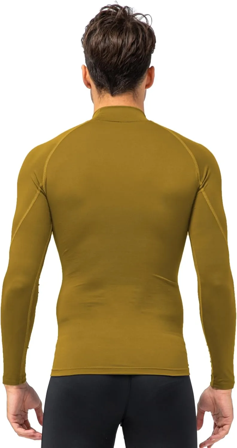 Queerier Men's Turtleneck Compression Shirts Long Sleeve Mock Thermal Base Layer Top Athletic Cool Dry Sports Undershirts