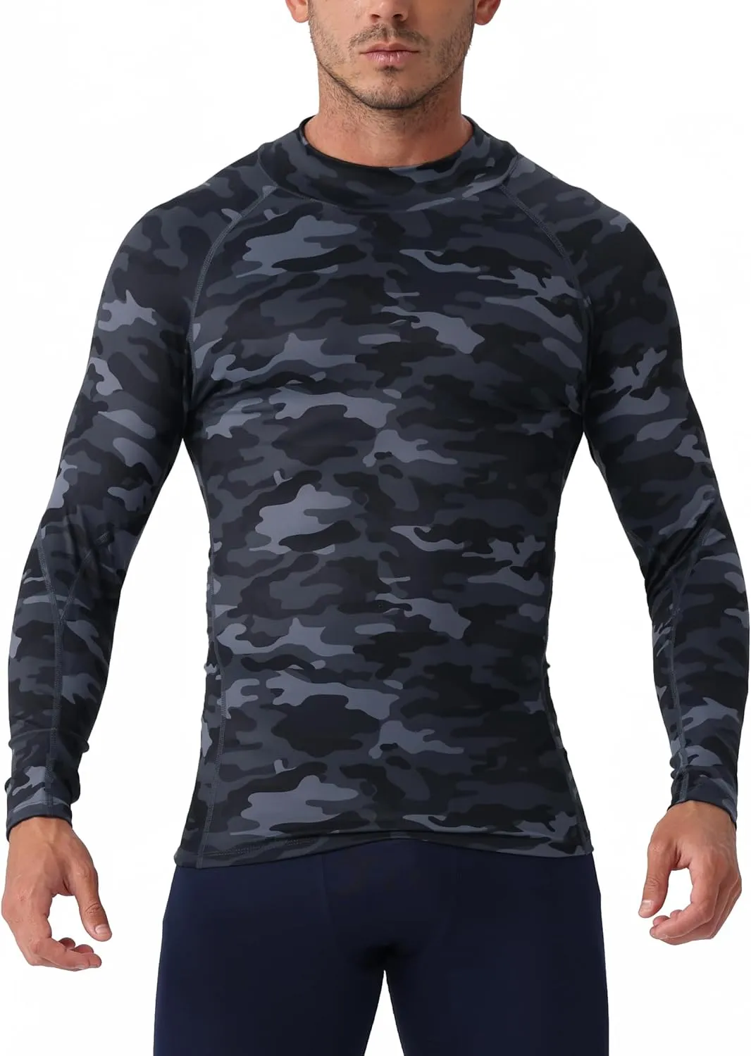 Queerier Men's Turtleneck Compression Shirts Long Sleeve Mock Thermal Base Layer Top Athletic Cool Dry Sports Undershirts