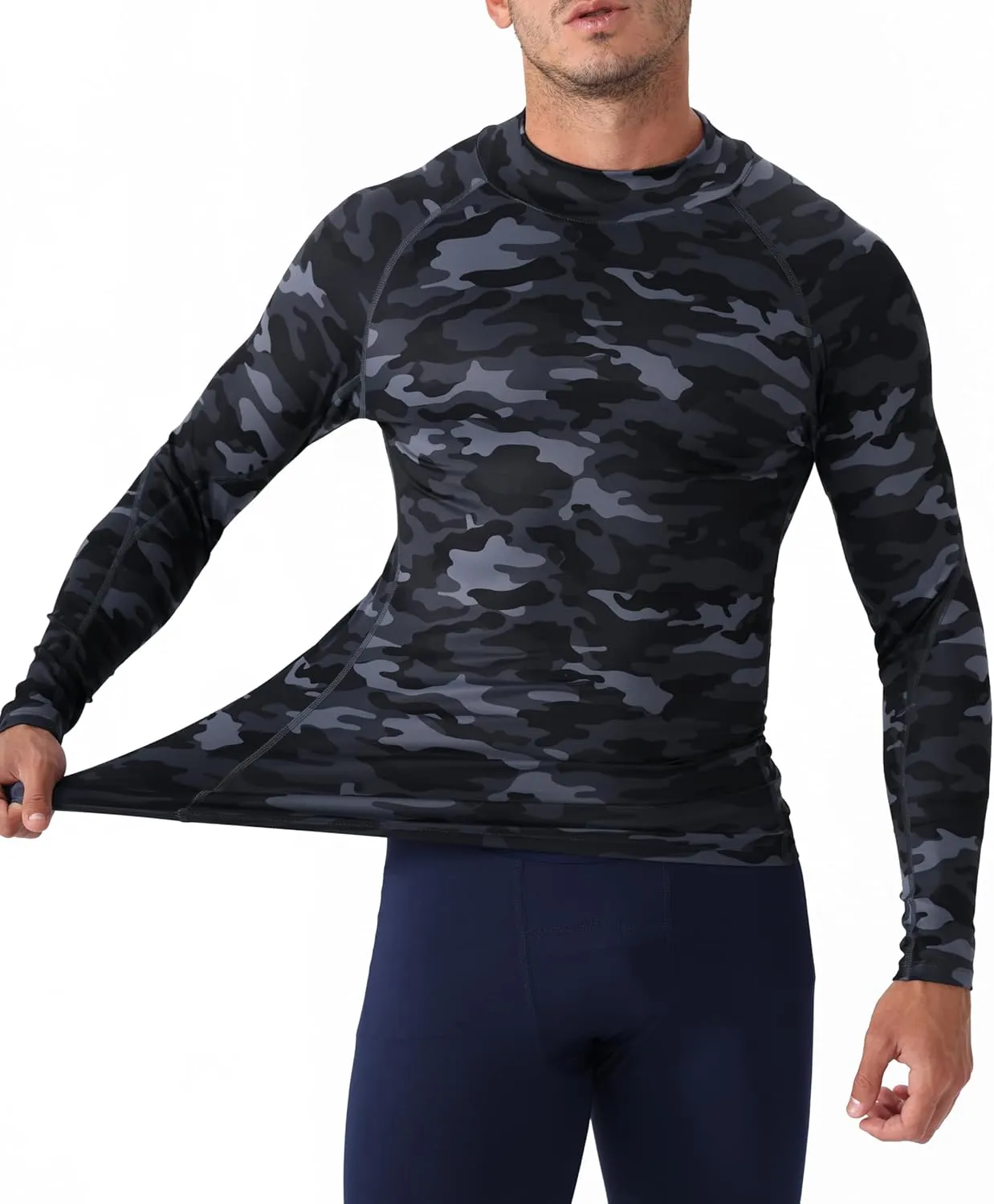 Queerier Men's Turtleneck Compression Shirts Long Sleeve Mock Thermal Base Layer Top Athletic Cool Dry Sports Undershirts