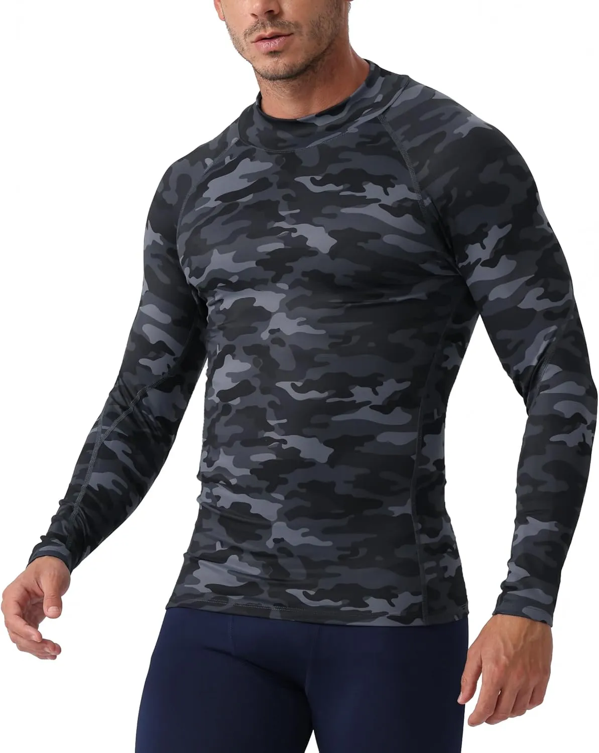 Queerier Men's Turtleneck Compression Shirts Long Sleeve Mock Thermal Base Layer Top Athletic Cool Dry Sports Undershirts