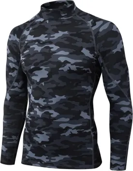 Queerier Men's Turtleneck Compression Shirts Long Sleeve Mock Thermal Base Layer Top Athletic Cool Dry Sports Undershirts
