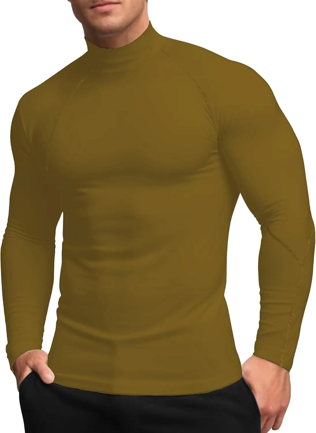 Queerier Men's Turtleneck Compression Shirts Long Sleeve Mock Thermal Base Layer Top Athletic Cool Dry Sports Undershirts