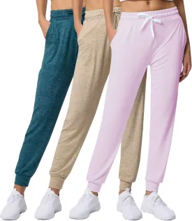 Real Essentials 3 Pack: Women's Ultra-Soft Lounge Joggers Sweatpants Athletic Yoga Pants with Pockets (Available in Plus)