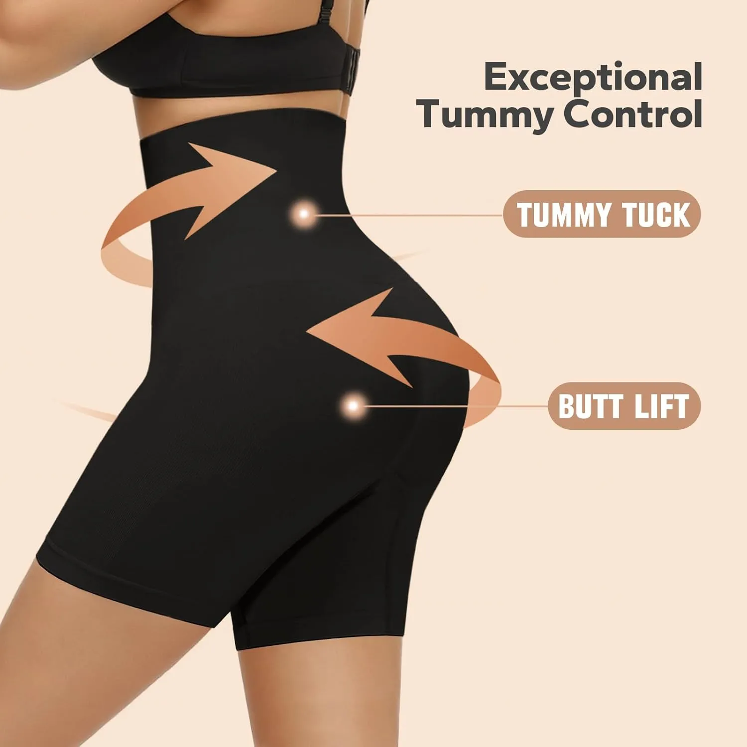 Shapewear Shorts for Women, High Waisted Body Shaper Shorts, Tummy Control, Butt Lifter, Seamless Compression