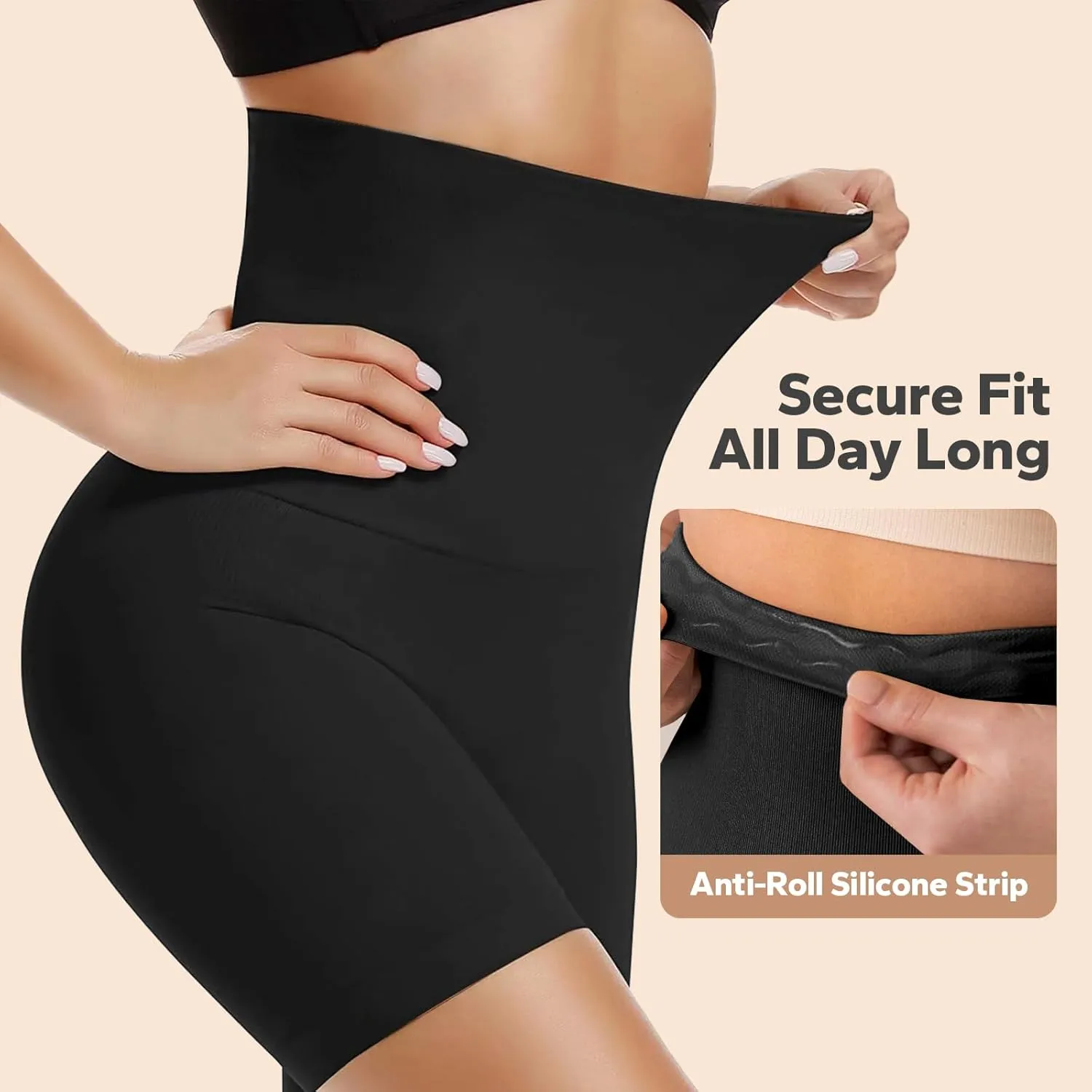 Shapewear Shorts for Women, High Waisted Body Shaper Shorts, Tummy Control, Butt Lifter, Seamless Compression