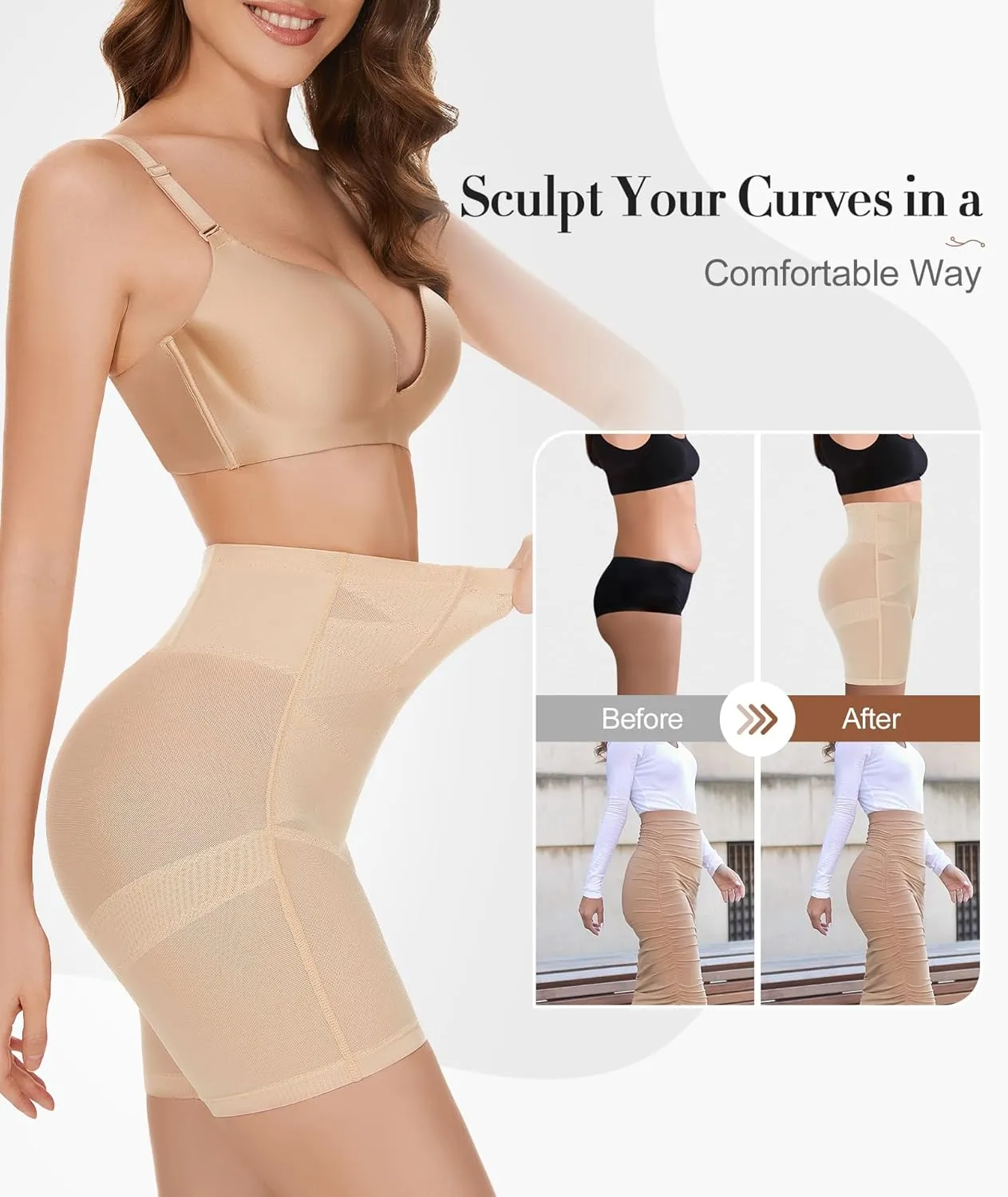 Shapewear Tummy Control Shorts - High Waisted Body Shaper Underwear Thigh Slimmer Panties Waist Trainer Girdle Panty