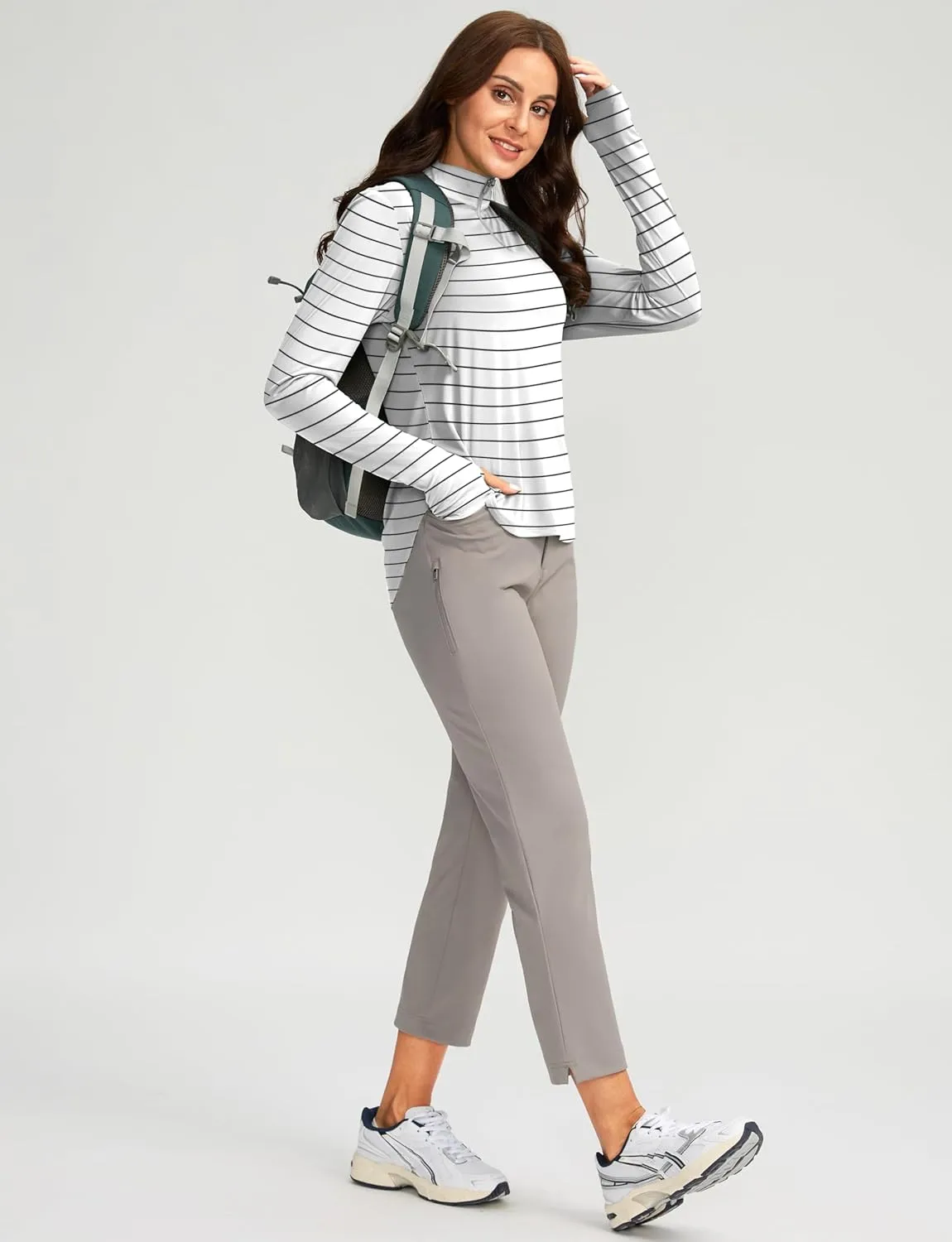 Soothfeel Women's UPF 50  Shirts Long Sleeve 1/4 Zip Pullover UV Sun Protection Golf Shirt Workout Athletic Tops for Women