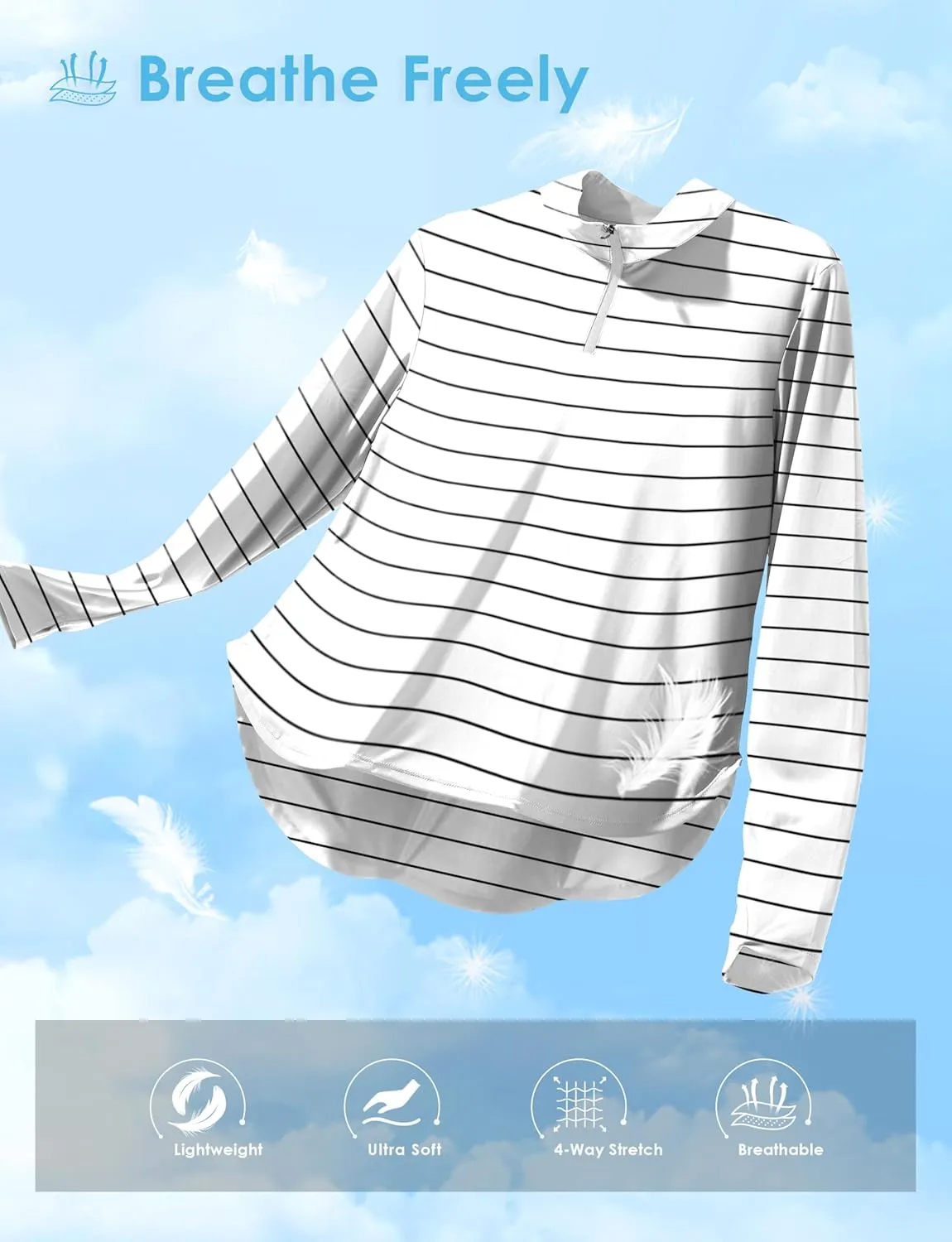 Soothfeel Women's UPF 50  Shirts Long Sleeve 1/4 Zip Pullover UV Sun Protection Golf Shirt Workout Athletic Tops for Women