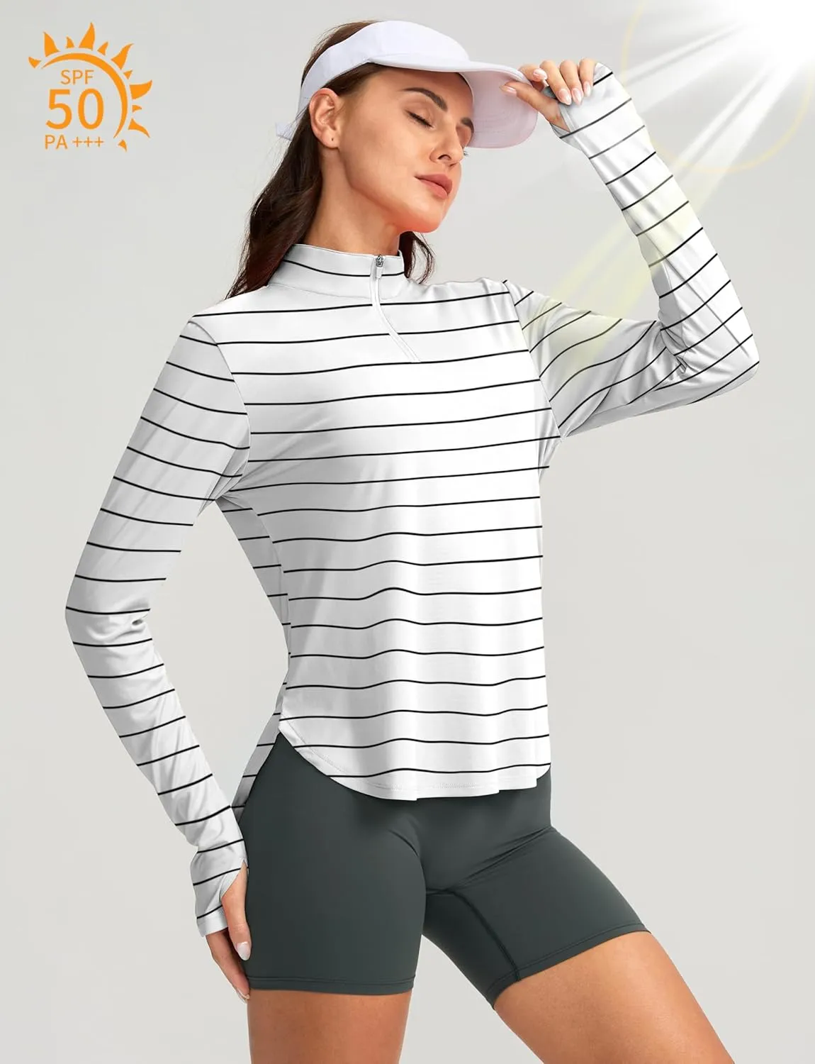 Soothfeel Women's UPF 50  Shirts Long Sleeve 1/4 Zip Pullover UV Sun Protection Golf Shirt Workout Athletic Tops for Women