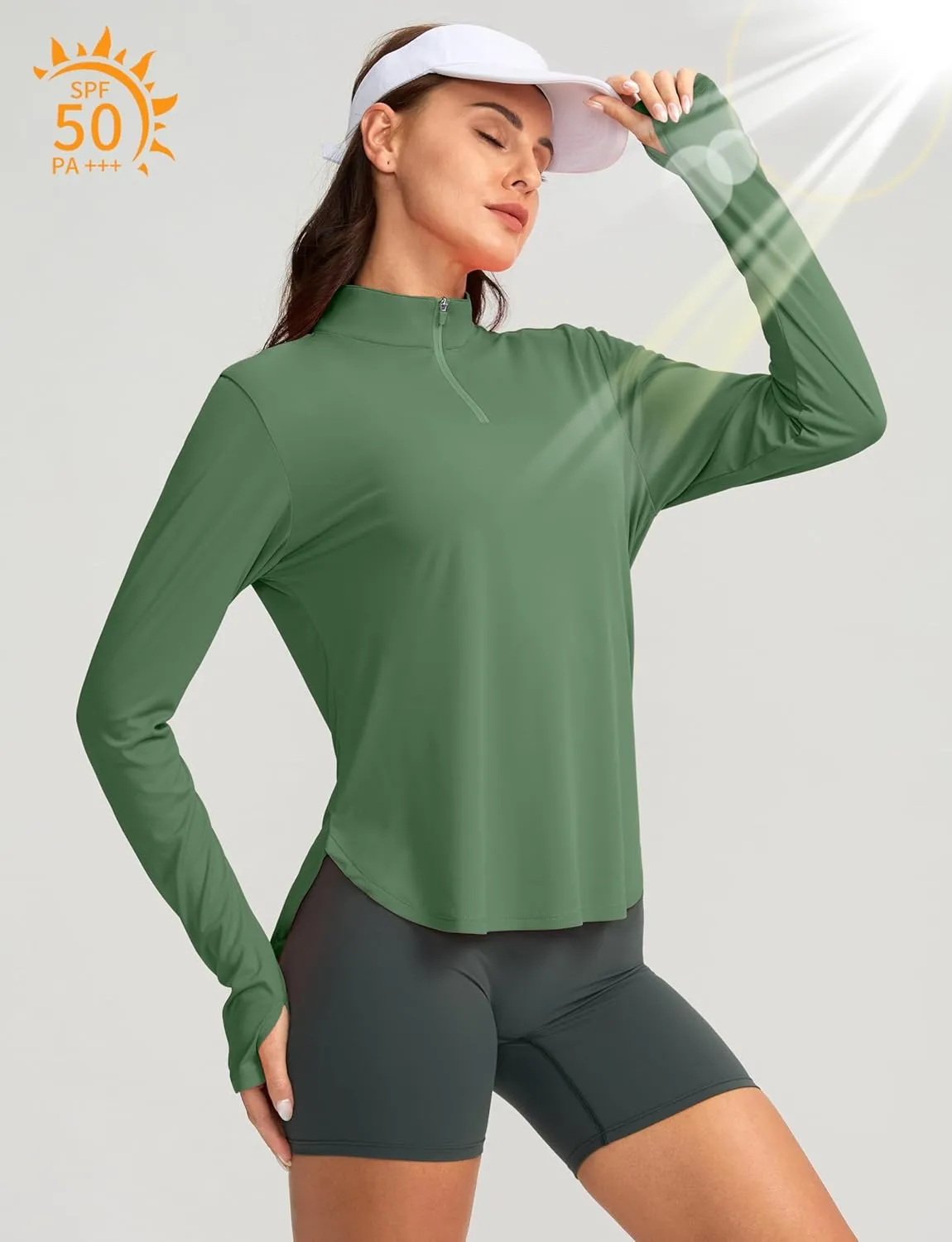 Soothfeel Women's UPF 50  Shirts Long Sleeve 1/4 Zip Pullover UV Sun Protection Golf Shirt Workout Athletic Tops for Women