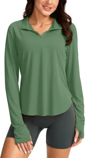 Soothfeel Women's UPF 50  Shirts Long Sleeve 1/4 Zip Pullover UV Sun Protection Golf Shirt Workout Athletic Tops for Women