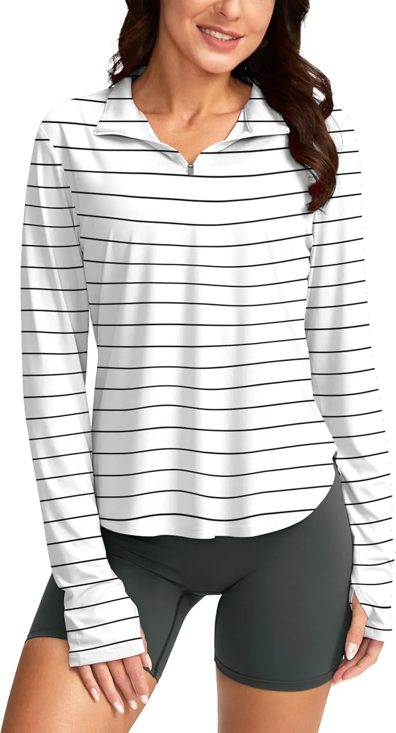 Soothfeel Women's UPF 50  Shirts Long Sleeve 1/4 Zip Pullover UV Sun Protection Golf Shirt Workout Athletic Tops for Women
