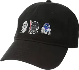 Star Wars Dad Hat, Darth Vader, R2-d2 and Stormtrooper Cotton Adult Baseball Cap with Curved Brim, Black Pixels '22, One Size