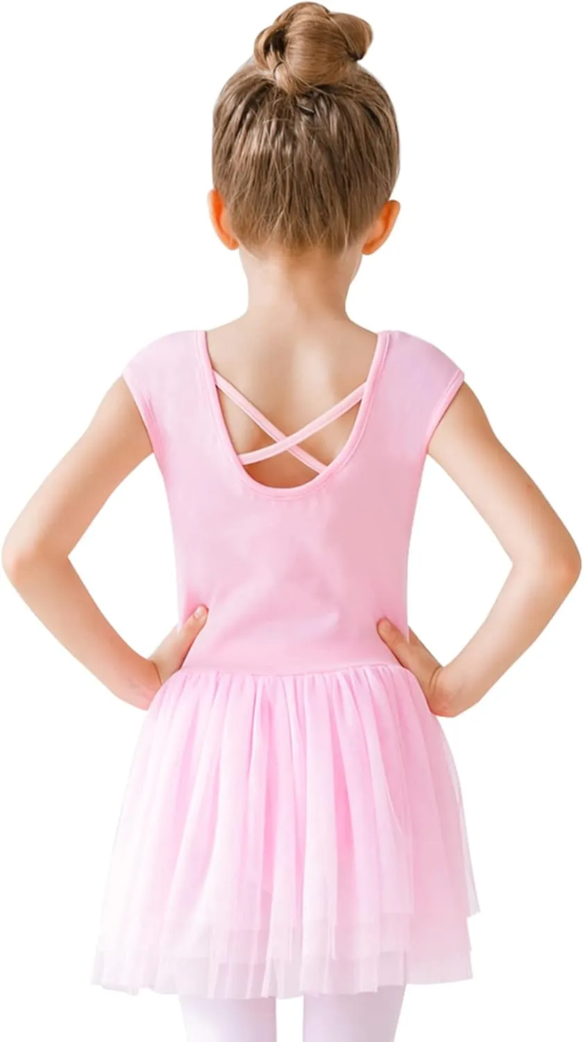 Stelle Puff Sleeve Ballet Leotards for Girls with Sparkly Tutu Skirted Toddler Dance Dress Outfit