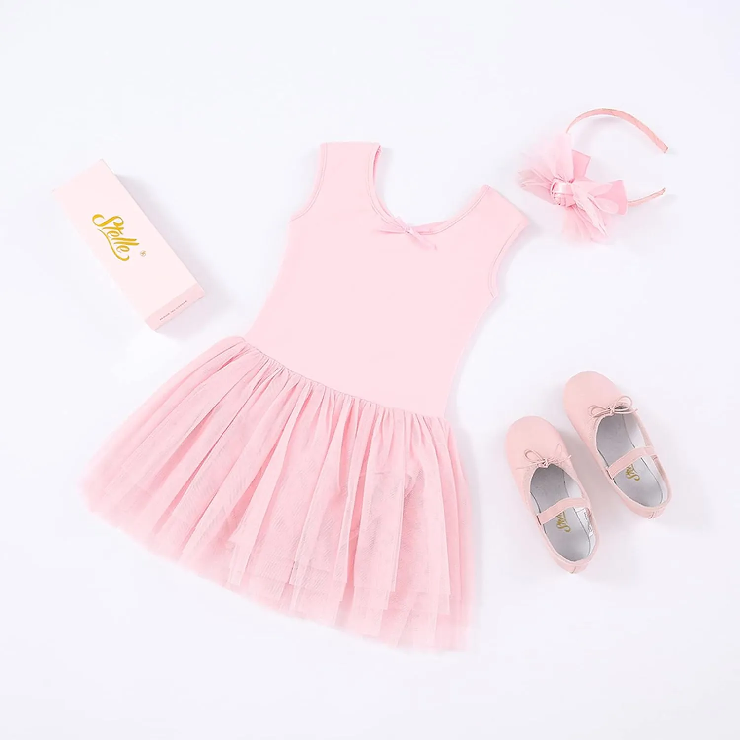 Stelle Puff Sleeve Ballet Leotards for Girls with Sparkly Tutu Skirted Toddler Dance Dress Outfit