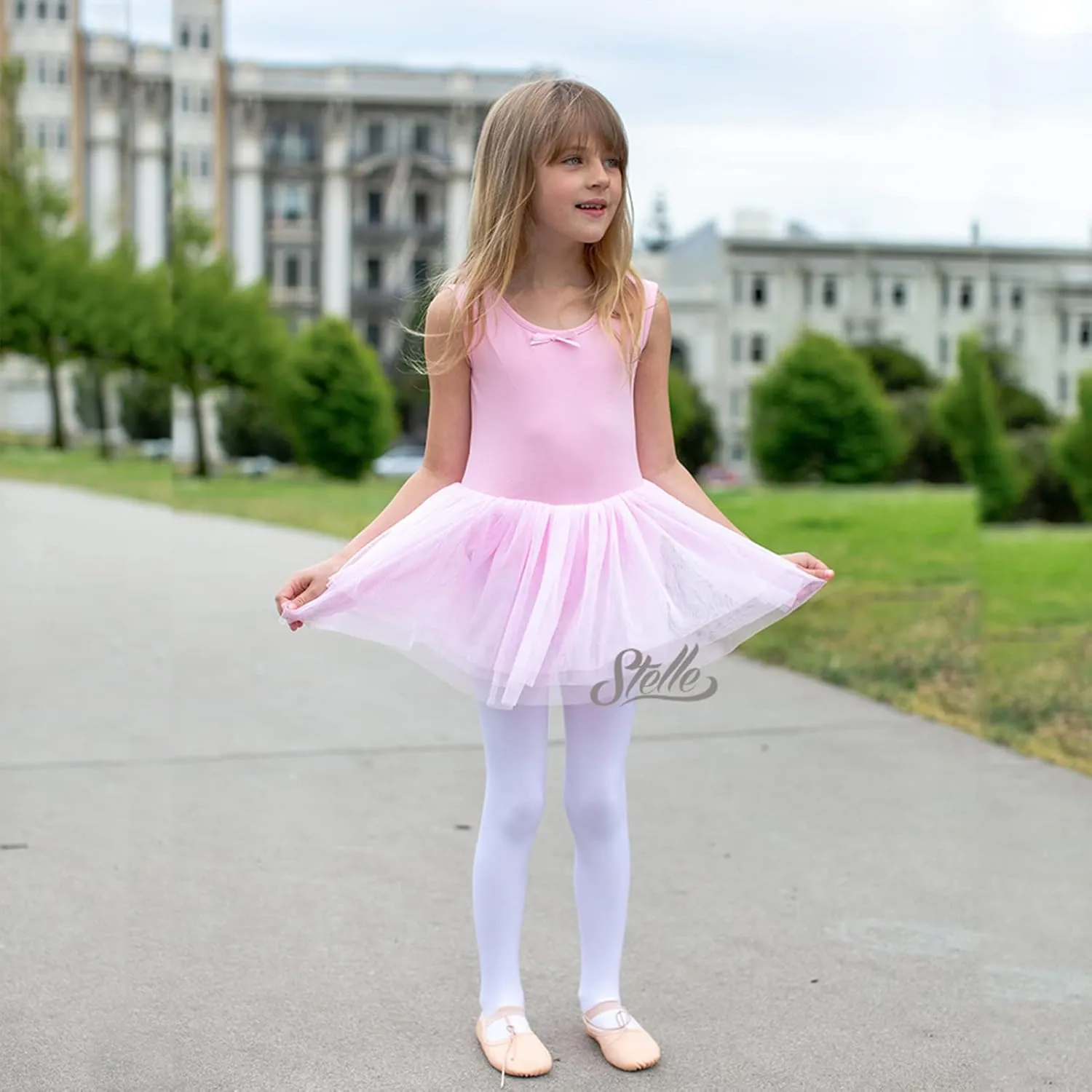Stelle Puff Sleeve Ballet Leotards for Girls with Sparkly Tutu Skirted Toddler Dance Dress Outfit