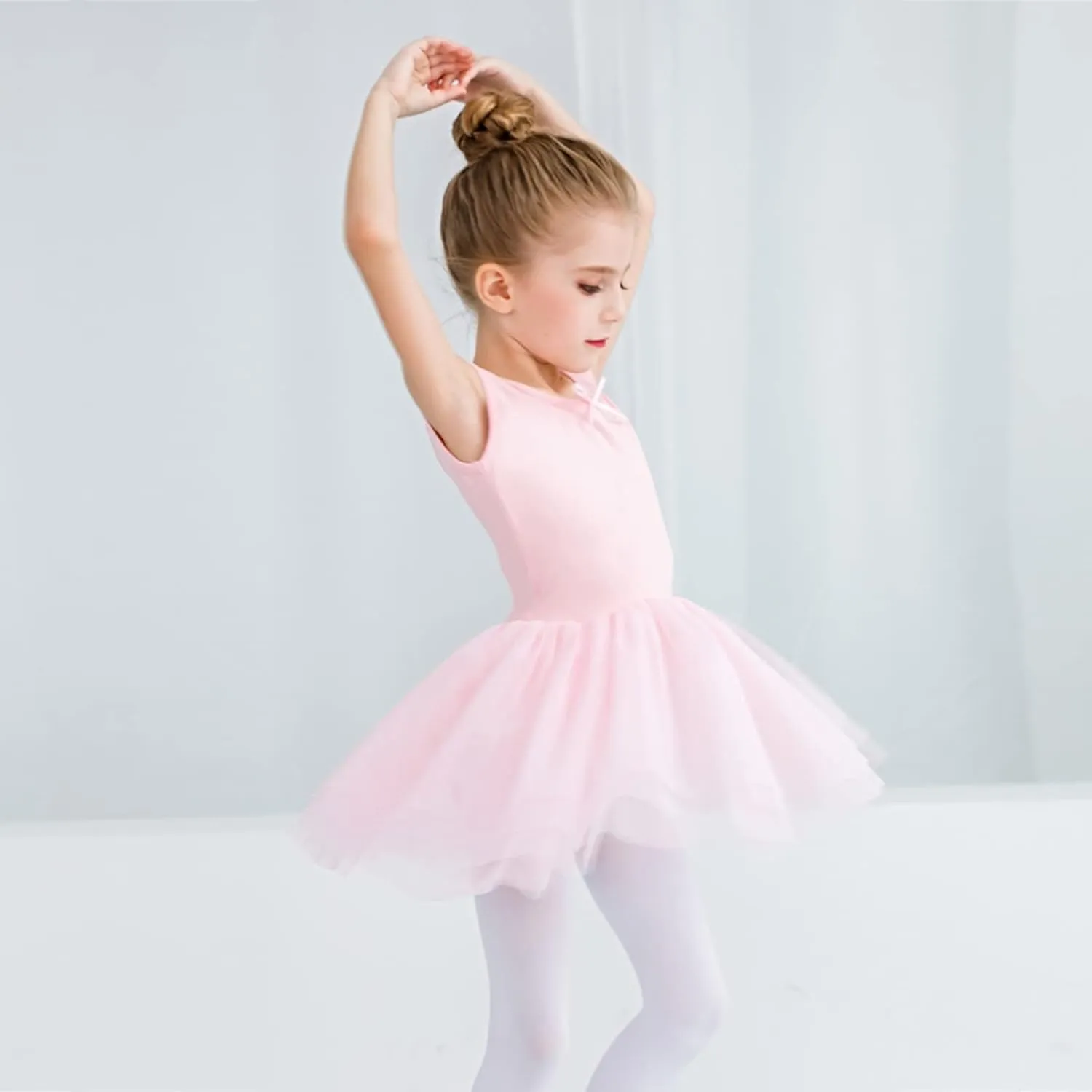 Stelle Puff Sleeve Ballet Leotards for Girls with Sparkly Tutu Skirted Toddler Dance Dress Outfit