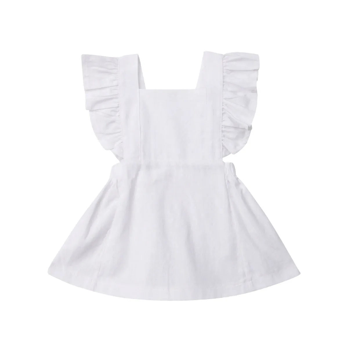 Summer Casual Cute Infant Kids Baby Girl Summer Solid Color Ruffle Princess Party Dress Clothes