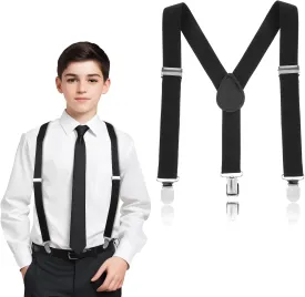 Suspenders for Boys, Elastic Y-Back Design Adjustable Suspenders Toddler Suspenders Kids Toddler Baby Boys with Strong Metal Clips(1 Pcs)