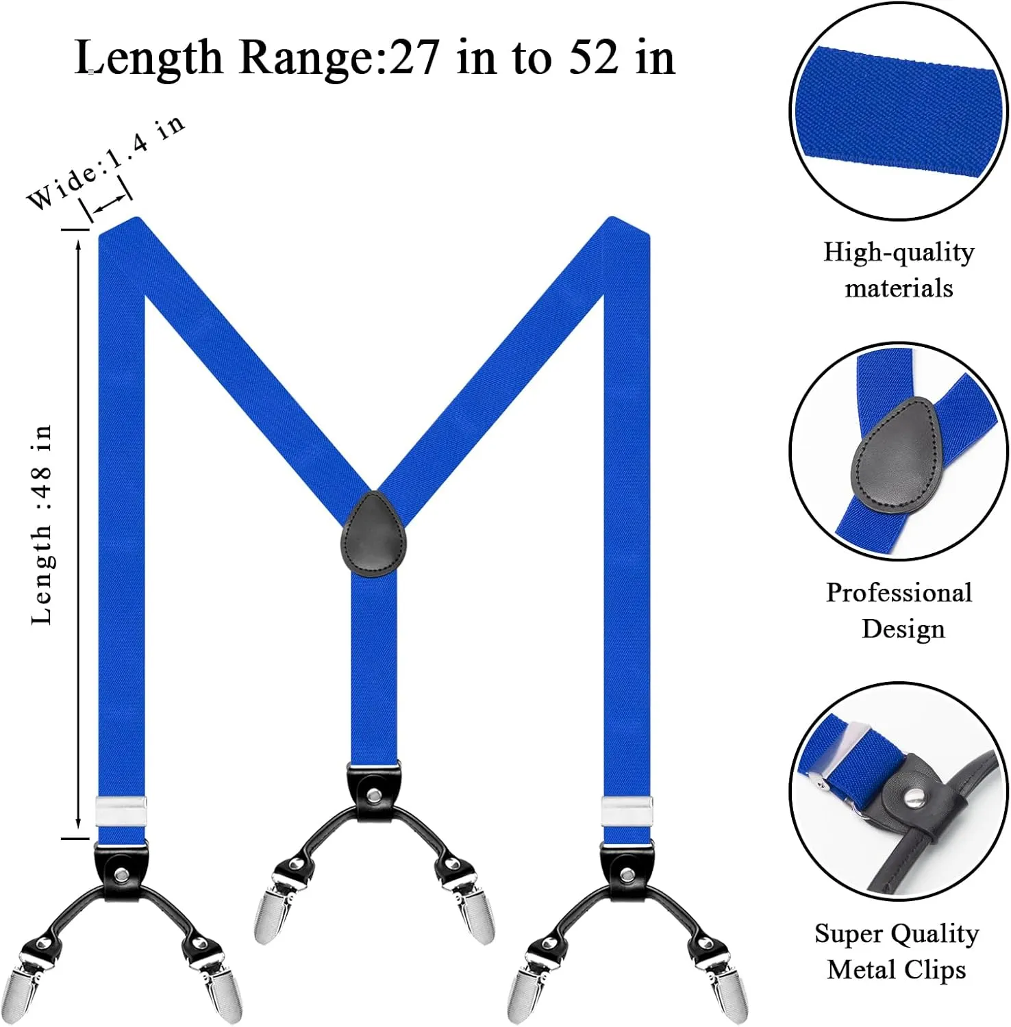 Suspenders for Men, Adjustable Heavy Duty Men's Suspenders Y Back with 6 Clips Under Clothing for Jeans Dress Pants