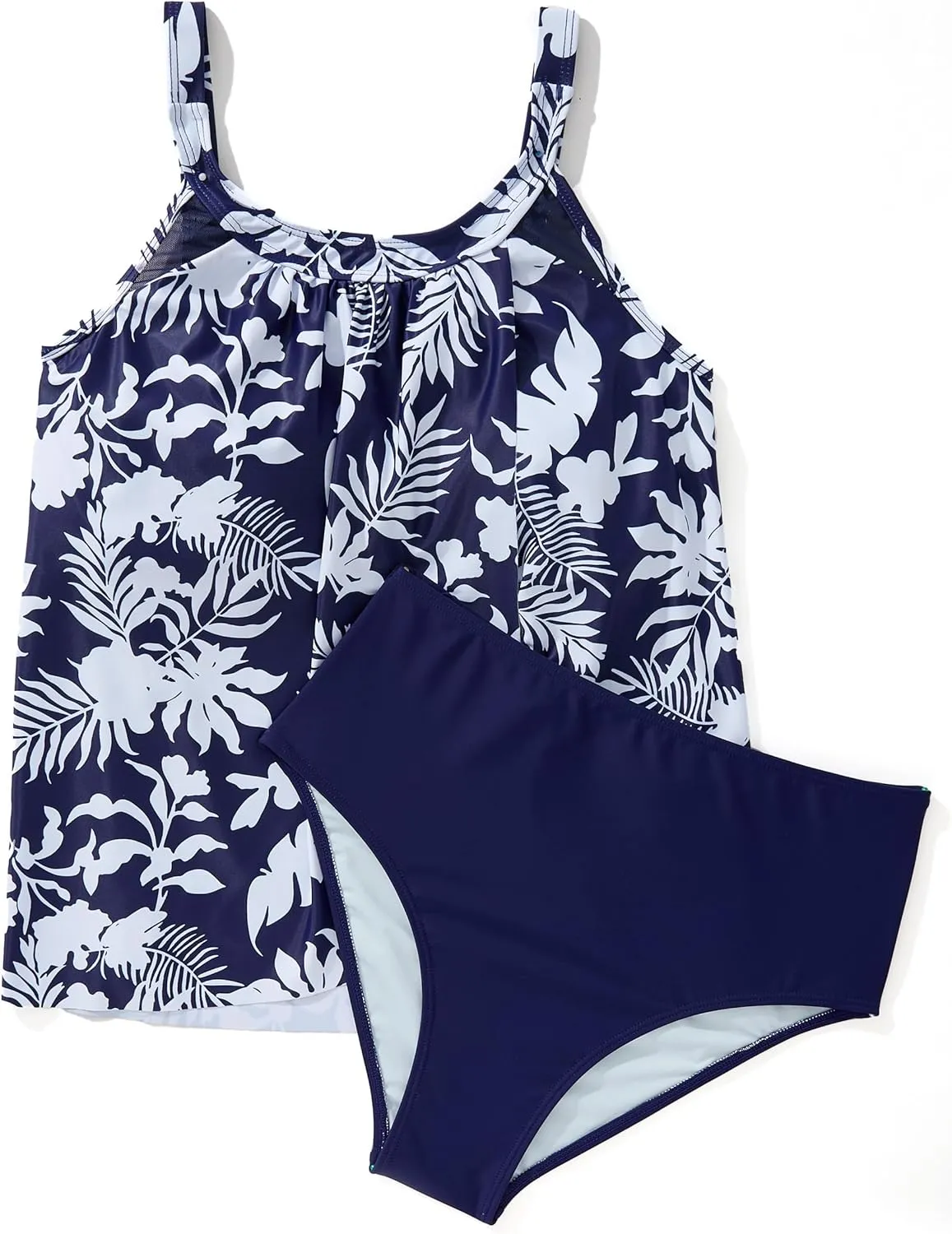 SUUKSESS Women Tummy Control Tankini Bathing Suit Ruffle High Waisted Swimsuit