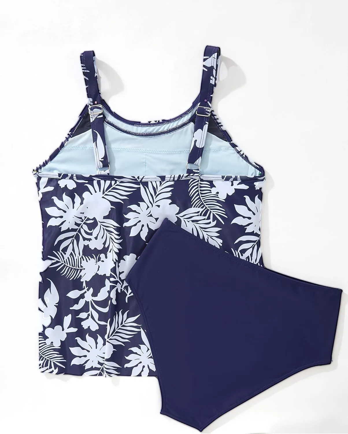 SUUKSESS Women Tummy Control Tankini Bathing Suit Ruffle High Waisted Swimsuit