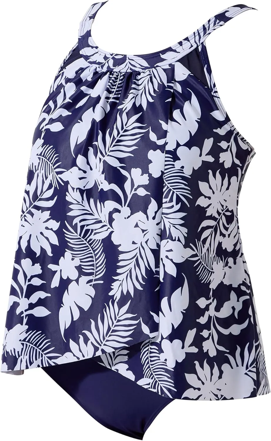 SUUKSESS Women Tummy Control Tankini Bathing Suit Ruffle High Waisted Swimsuit