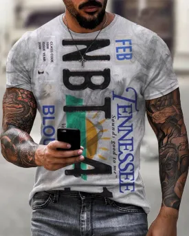 Tennessee License Plate Print Casual T-Shirt