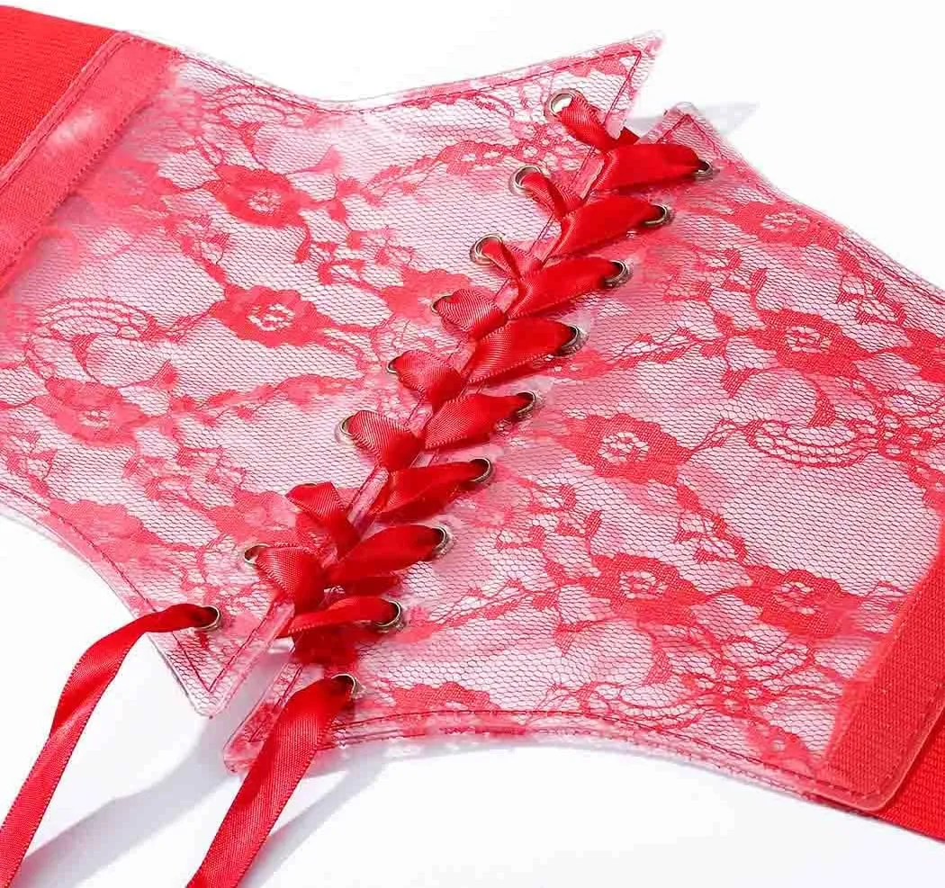 Tgirls Women Corset Belt Lace-up Waist Corset Belts Sexy Cinch Elastic Wide Belt for Dress Costume Waspie Waistband