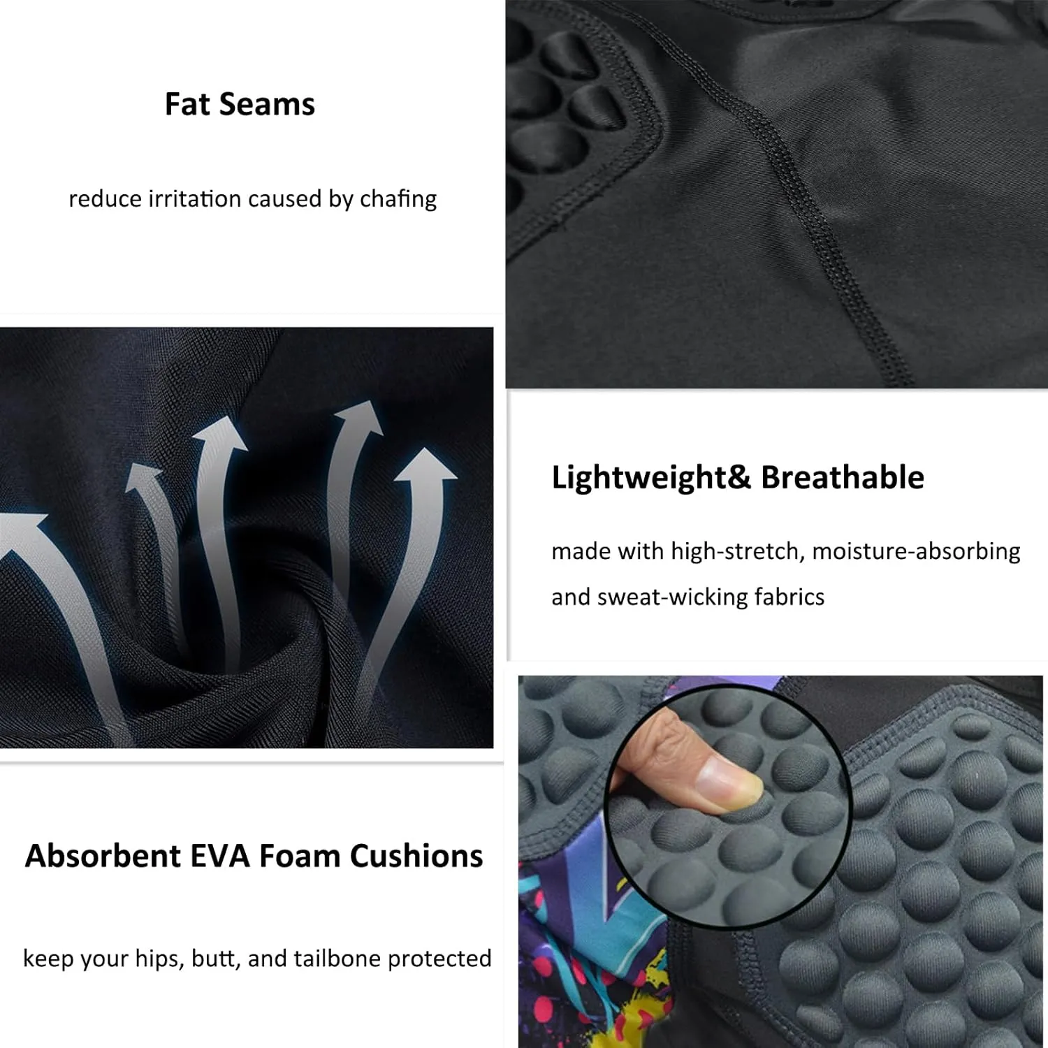 Topeter Youth Slider Shorts - Boys & Girls Protective Hip & Butt Padded Short Pants