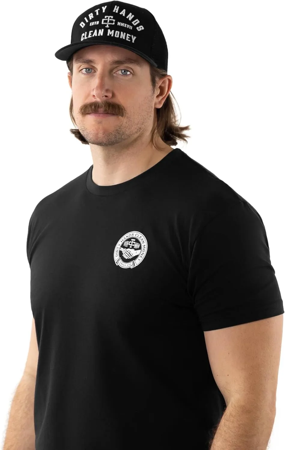 TROLL CO. CLOTHING Dirty Hands Clean Money Meshback Hat - Black, Adjustable Snapback, Curved Brim, One Size Fits Most