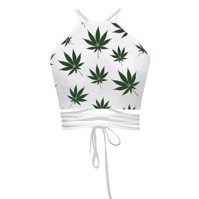 UIDEAZONE Cropped Top Female Halter Top Camis Vest Brandy Melville 3D Creative Sexy Debardeur Women Strappy Bustier Harajuku Top
