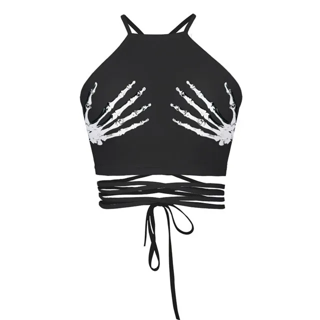 UIDEAZONE Cropped Top Female Halter Top Camis Vest Brandy Melville 3D Creative Sexy Debardeur Women Strappy Bustier Harajuku Top