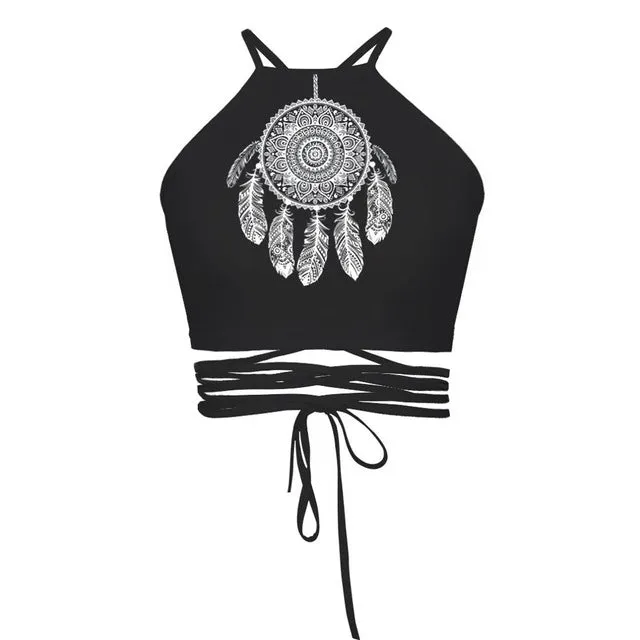 UIDEAZONE Cropped Top Female Halter Top Camis Vest Brandy Melville 3D Creative Sexy Debardeur Women Strappy Bustier Harajuku Top