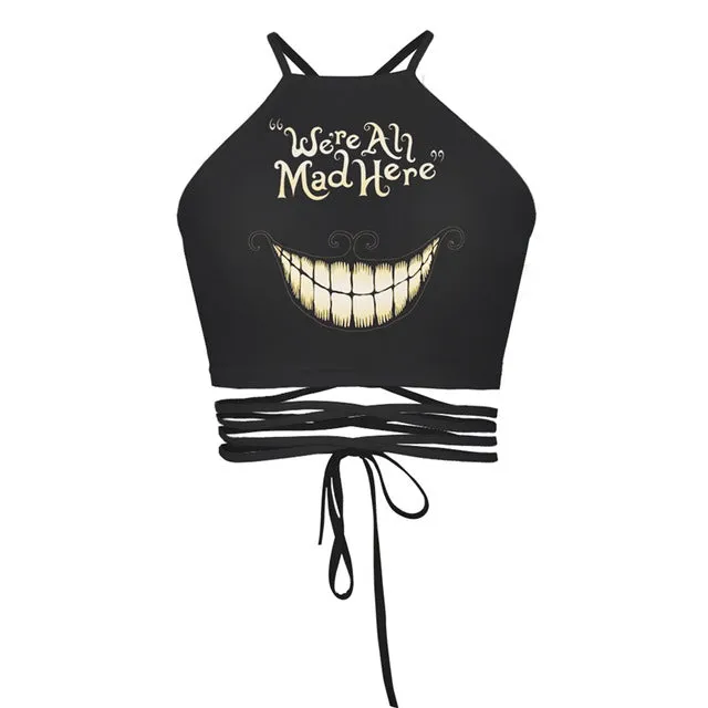 UIDEAZONE Cropped Top Female Halter Top Camis Vest Brandy Melville 3D Creative Sexy Debardeur Women Strappy Bustier Harajuku Top