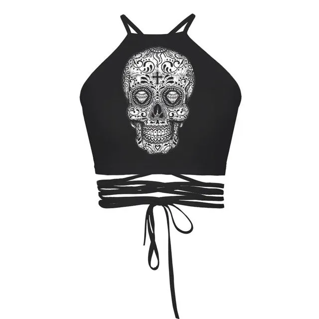 UIDEAZONE Cropped Top Female Halter Top Camis Vest Brandy Melville 3D Creative Sexy Debardeur Women Strappy Bustier Harajuku Top