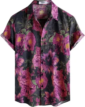 VATPAVE Mens Casual Hawaiian Floral Shirts Short Sleeve Button Down Tropical Shirts Beach Summer Shirts